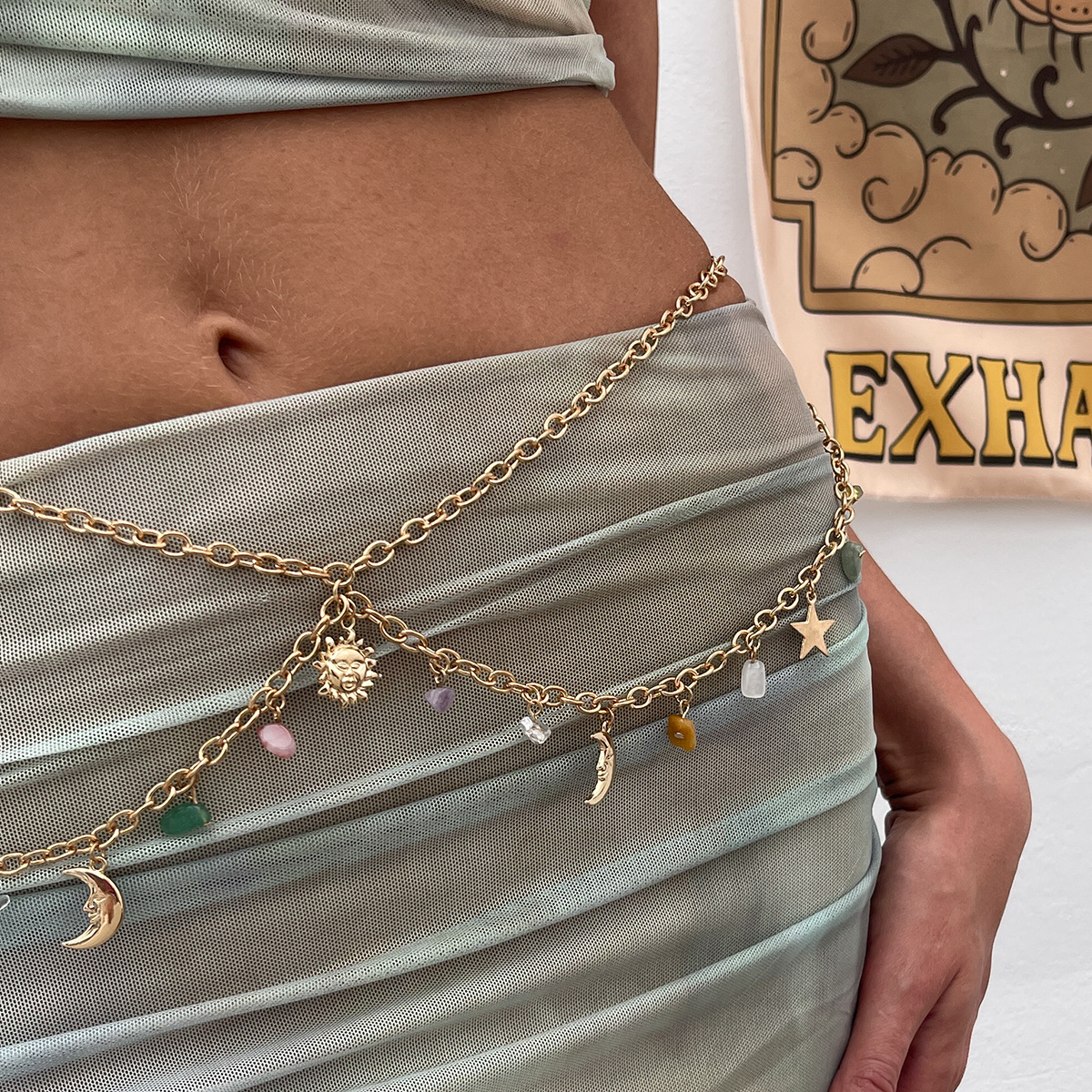 Ethnic Boho Fashion - Boho Star Moon Sun Pendant Waist