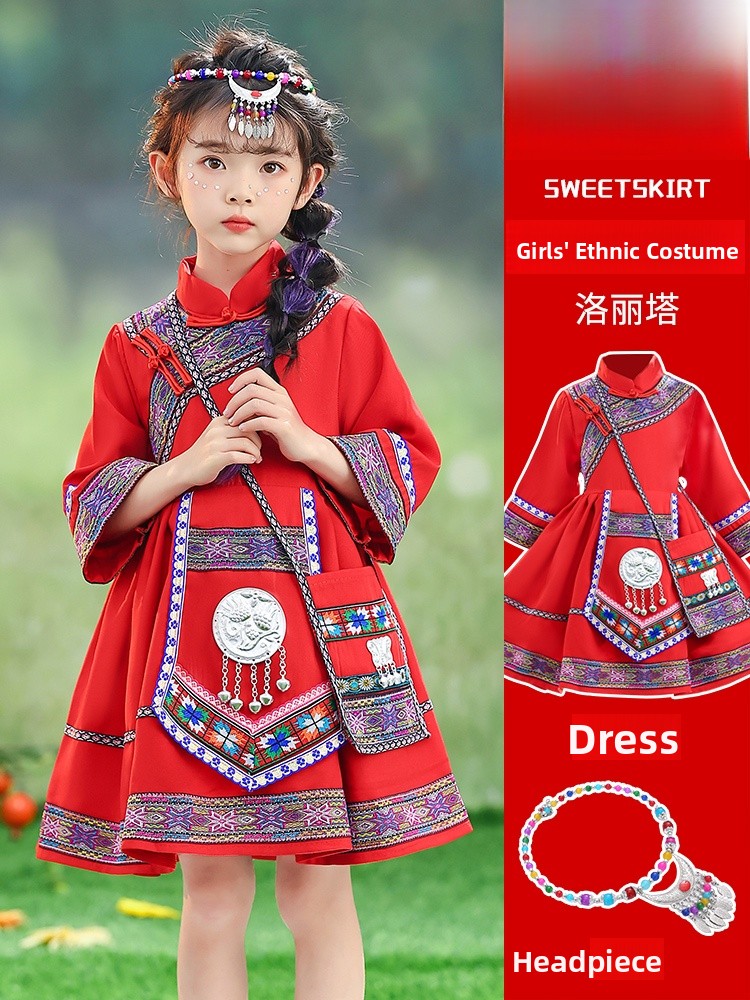 Ethnic Clothing & Online Fashion Store Khaadi Uk - Girls Ethnic Yao Performance Clothes Kindergarten