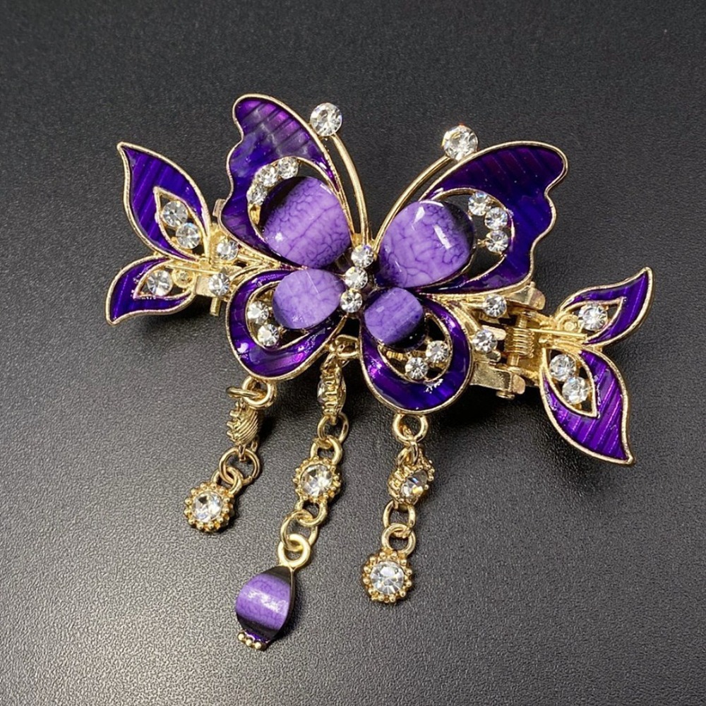 Ethnic Fashion Designer - Elegant Design Rhinestone Butterfly Hairpin Ethnic