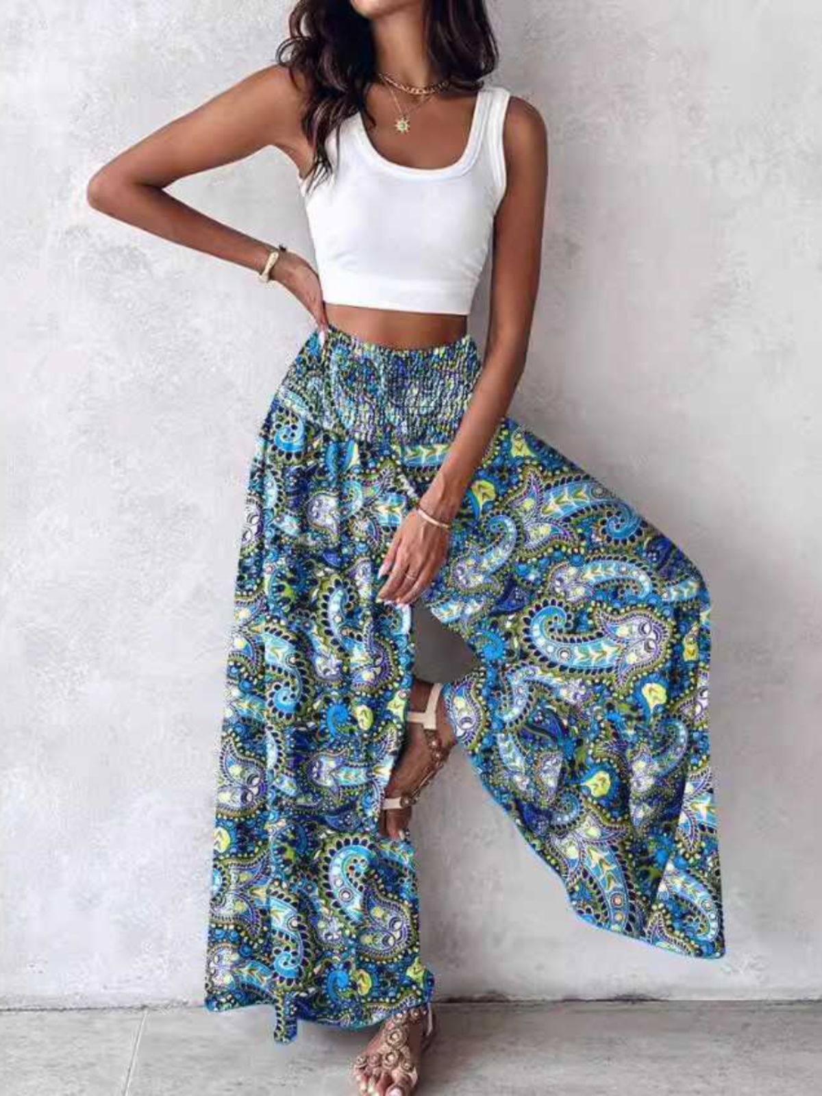 Bohemian High Waist Wide Leg P - đánh giá và giá Ethnic Boho Fashion