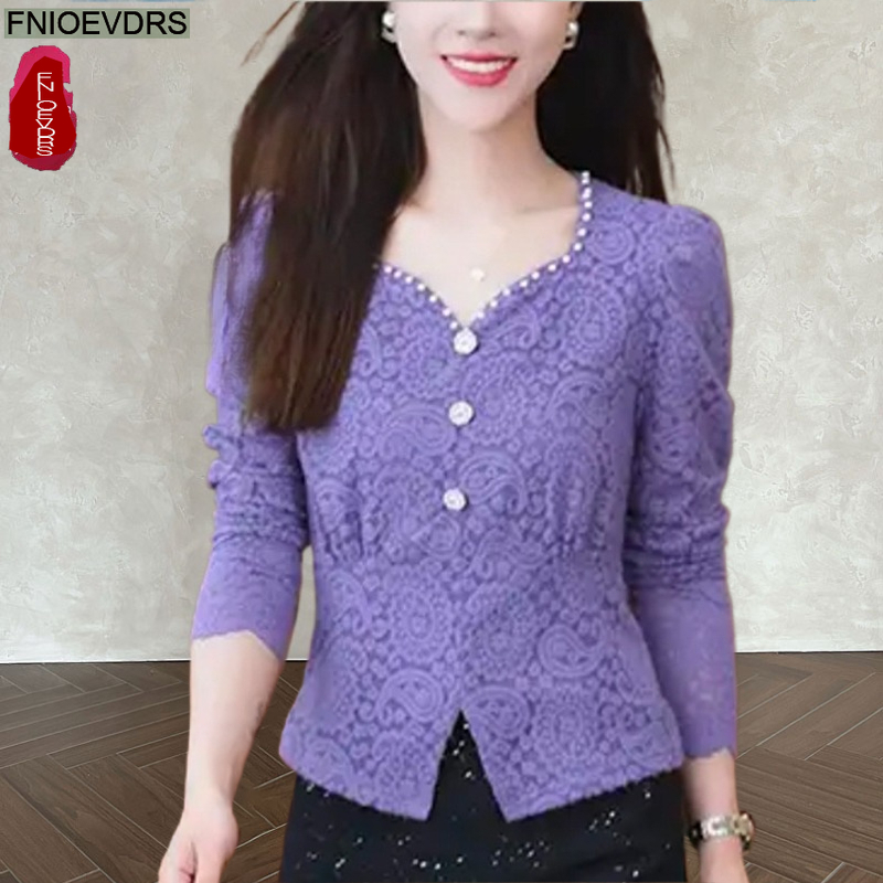 Hollow Out Crochet Lace Tops B - đánh giá và giá Thai Silk Blouse