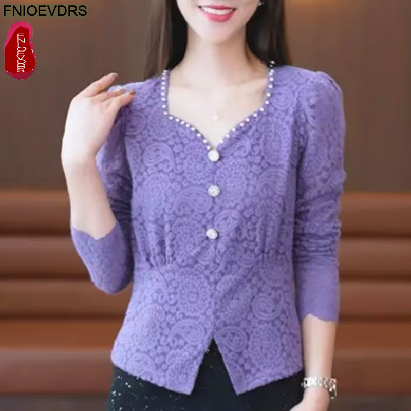 Hollow Out Crochet Lace Tops B - đánh giá và giá Thai Silk Blouse