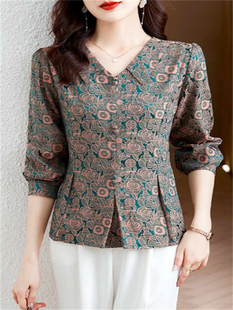 Retro Women's Shirt Jacquard S - đánh giá và giá Thai Silk Blouse