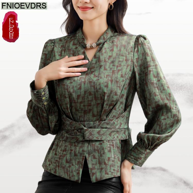 Retro Vintage Green Flower Pri - đánh giá và giá Thai Silk Blouse