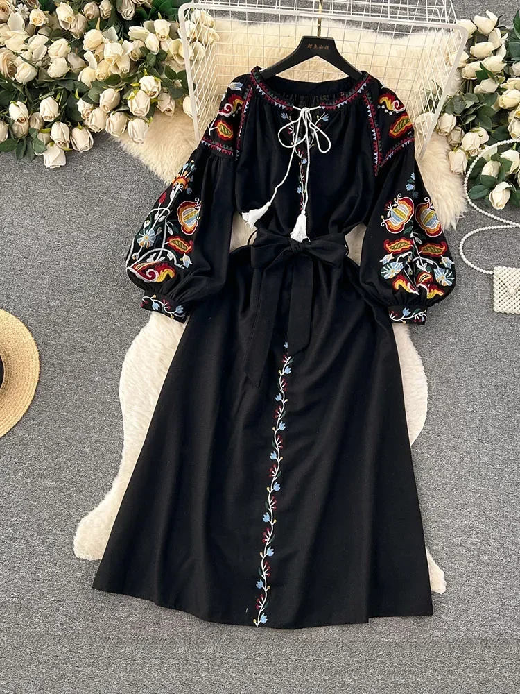 Women Spring Autumn Dress Vint - đánh giá và giá Ethnic Boho Fashion