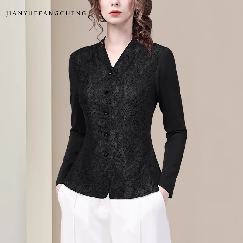 Women' V neck Long Sleeve Blue - đánh giá và giá Thai Silk Blouse